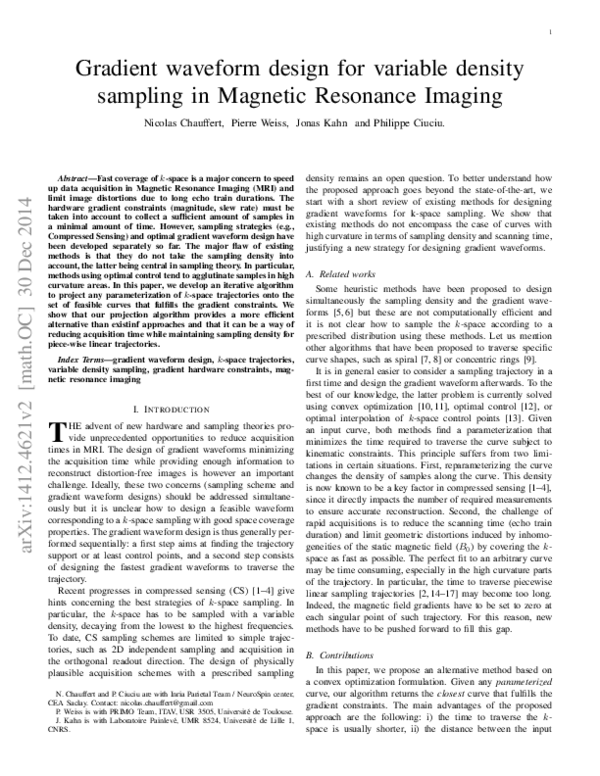 (PDF) Gradient waveform design for variable density sampling in ...