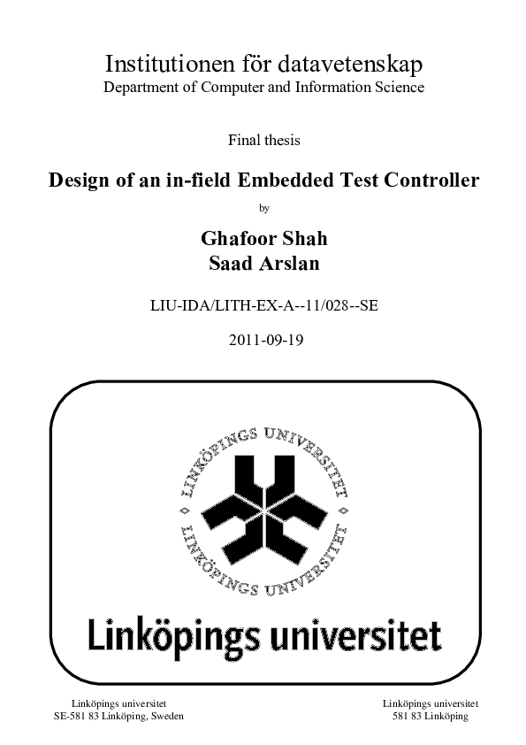 (PDF) Design of an in-field Embedded Test Controller