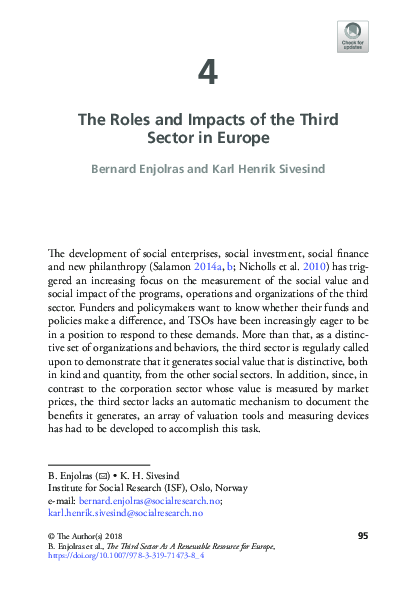 (PDF) The Roles and Impacts of the Third Sector in Europe
