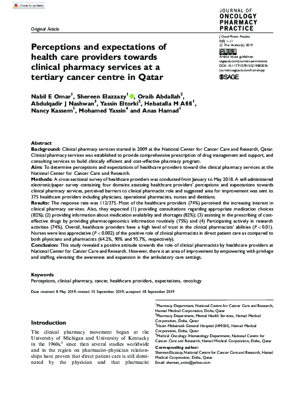 (PDF) Perceptions and expectations of health care providers towards ...
