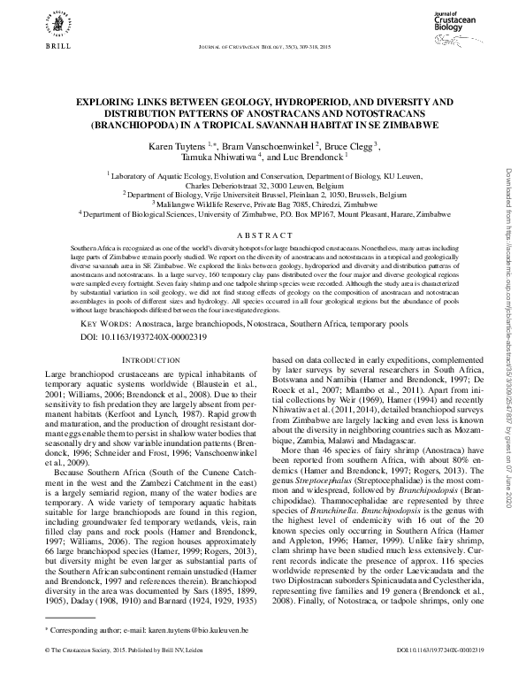 (PDF) Exploring links between geology, hydroperiod, and diversity and ...