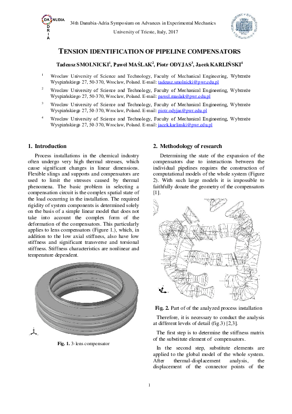 (PDF) Tension identification of pipeline compensators