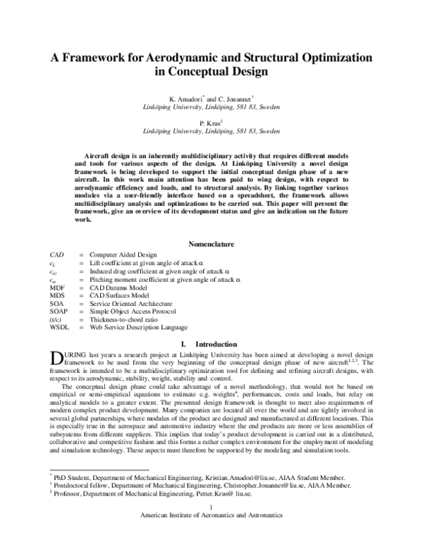 (PDF) A Framework for Aerodynamic and Structural Optimization in ...