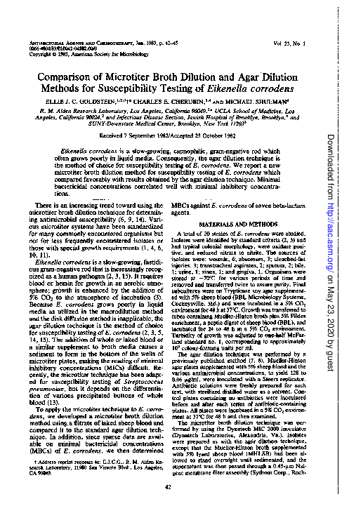 (PDF) Comparison of microtiter broth dilution and agar dilution methods ...