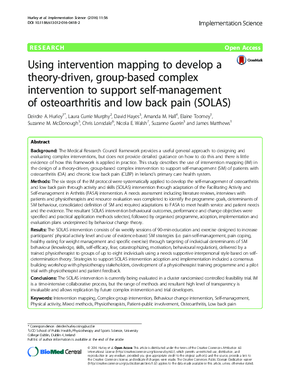(PDF) Using intervention mapping to develop a theory-driven, group ...