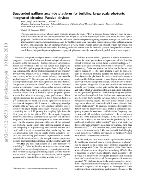 (PDF) Suspended gallium arsenide platform for building large scale ...