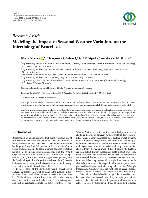 (PDF) Modeling the Impact of Seasonal Weather Variations on the ...