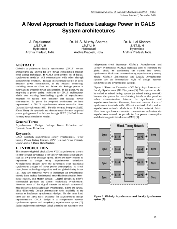 (PDF) A Novel Approach to Reduce Leakage Power in GALS System architectures