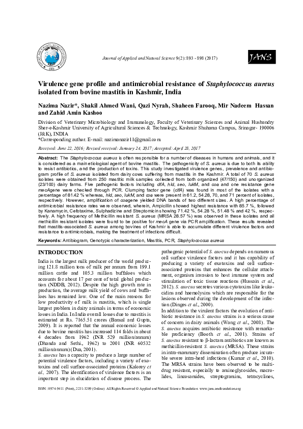 (PDF) Virulence gene profile and antimicrobial resistance of ...