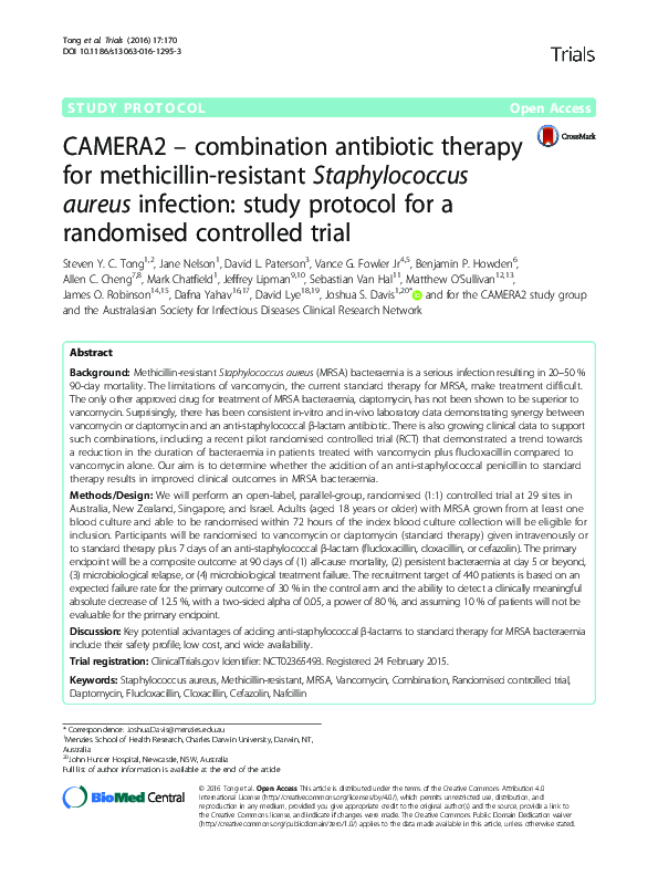 (PDF) CAMERA2 - combination antibiotic therapy for methicillin ...