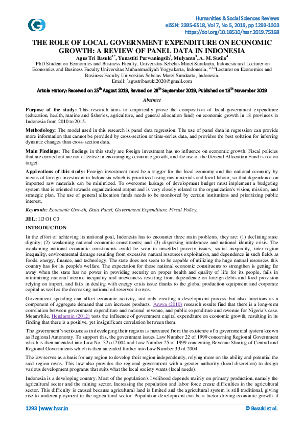 (PDF) The Role of Local Government Expenditure on Economic Growth: A ...