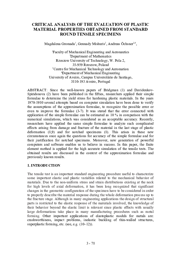 (DOC) Critical analysis of the evaluation of plastic material ...