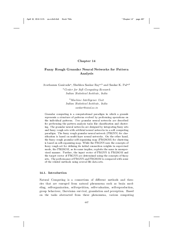 (PDF) Fuzzy Rough Granular Neural Networks for Pattern Analysis