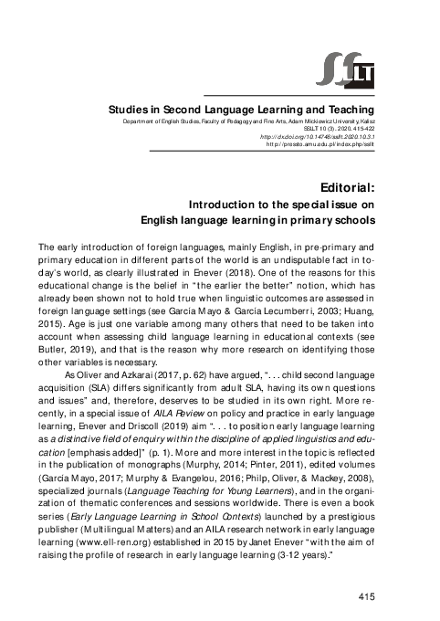 (PDF) Editorial: Introduction to the special issue on English language ...