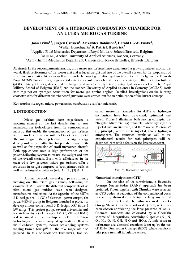 (PDF) Development of a hydrogen combustion chamber for an ultra micro ...
