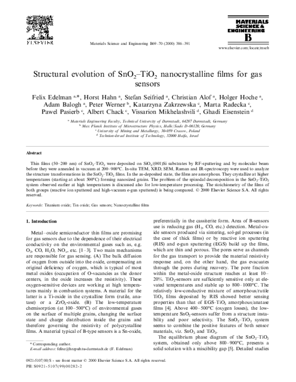 (PDF) Structural evolution of SnO2 TiO2 nanocrystalline films for gas ...