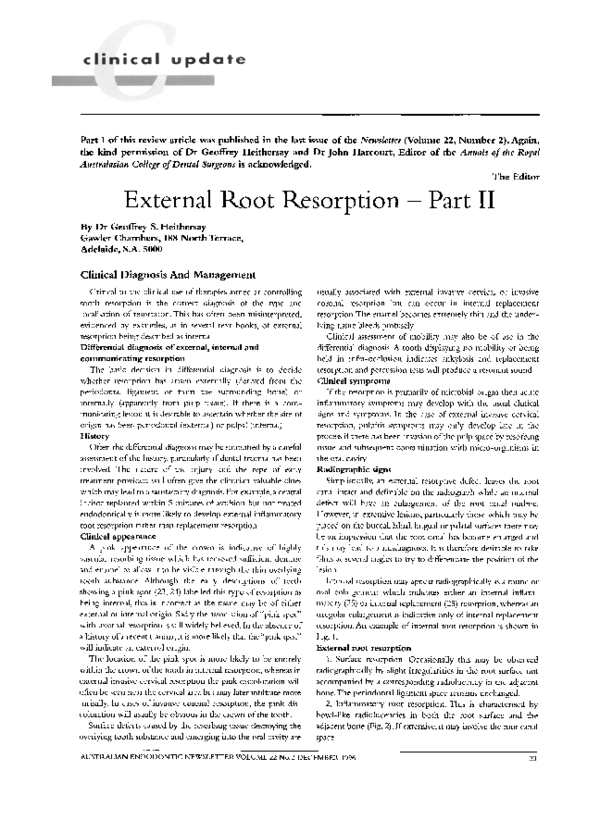 (PDF) External Root Resorption - Part II