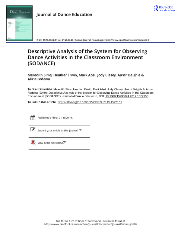(PDF) Descriptive Analysis of the System for Observing Dance Activities ...