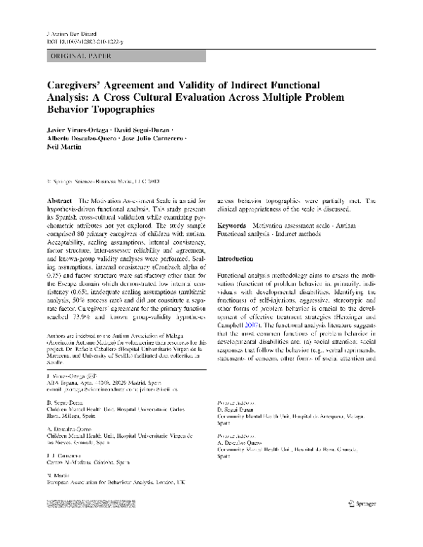 (PDF) Caregivers’ Agreement and Validity of Indirect Functional ...