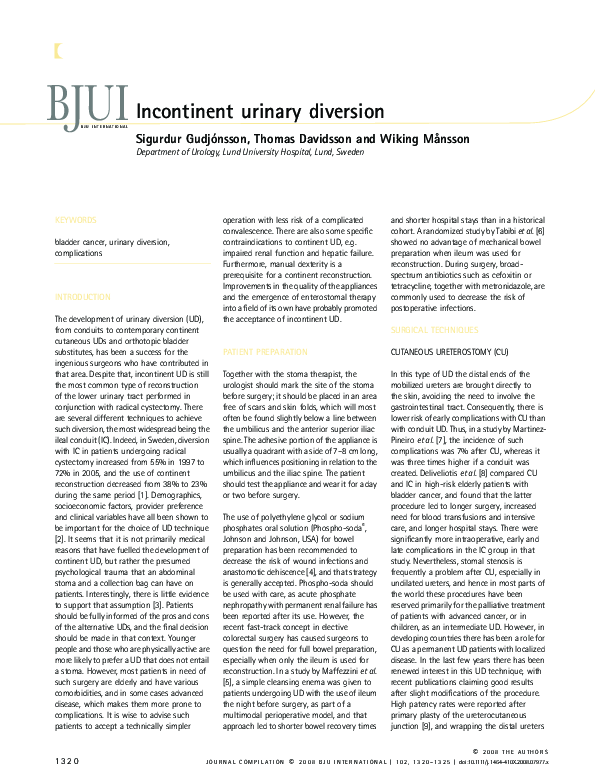 (PDF) Incontinent urinary diversion Sigurdur Gudjónsson Academia.edu