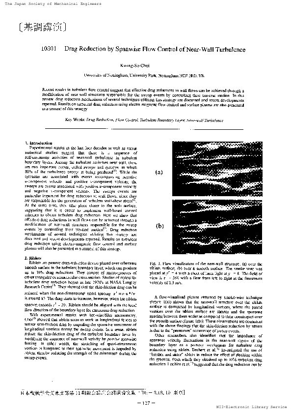 (PDF) 10301 Drag Reduction by Spanwise Flow Control of Near-Wall Turbulence