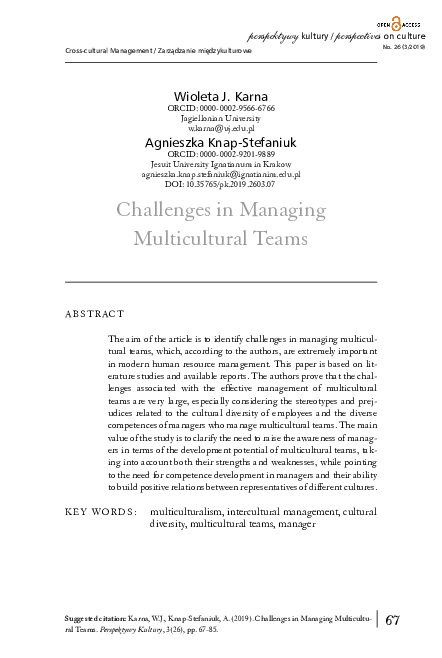 (PDF) Challenges in Managing Multicultural Teams