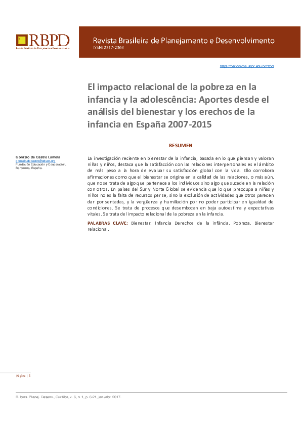 (PDF) El impacto relacional de la pobreza en la infancia y la ...