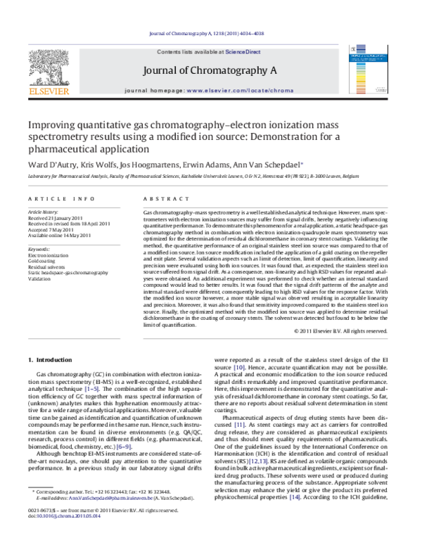 (PDF) Improving quantitative gas chromatography–electron ionization ...