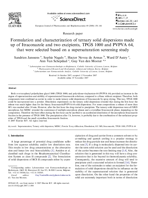 (PDF) Formulation and characterization of ternary solid dispersions ...