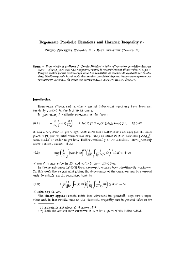 (PDF) Degenerate parabolic equations and Harnack inequality