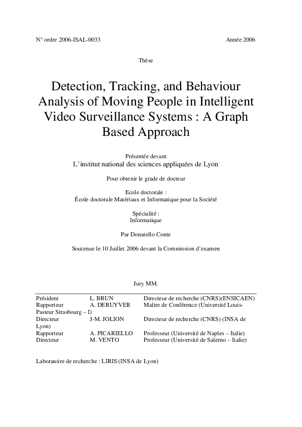 (PDF) Detection, tracking, and behaviour analysis of moving people in ...