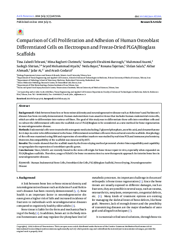 (PDF) Comparison of Cell Proliferation and Adhesion of Human Osteoblast ...