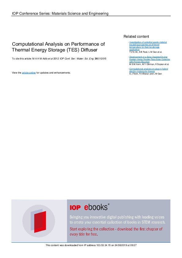 (PDF) Computational Analysis on Performance of Thermal Energy Storage ...
