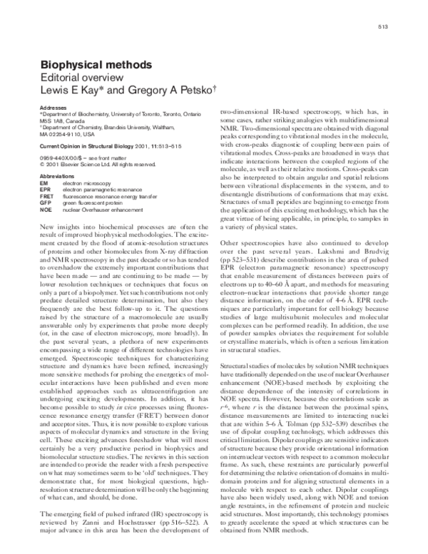 (PDF) Biophysical methods