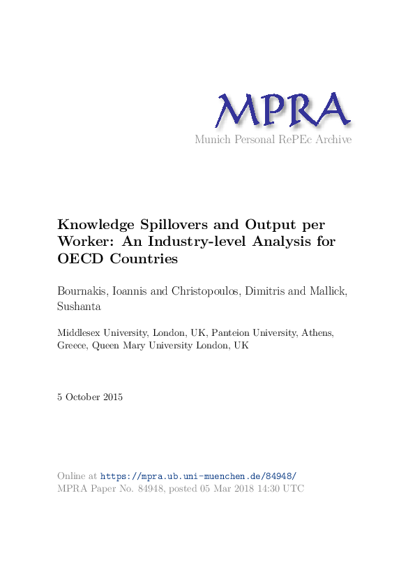  pdf knowledge spillovers and output per worker an industry level