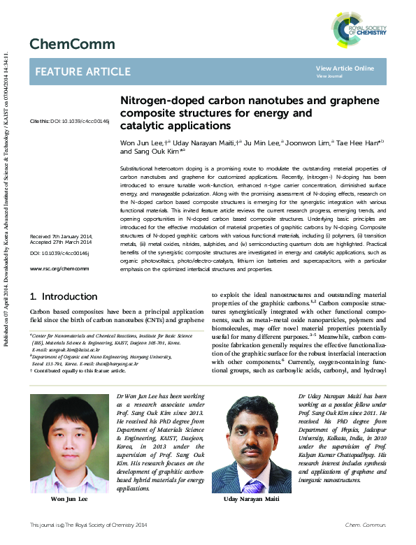 (PDF) Nitrogen-doped carbon nanotubes and graphene composite structures ...
