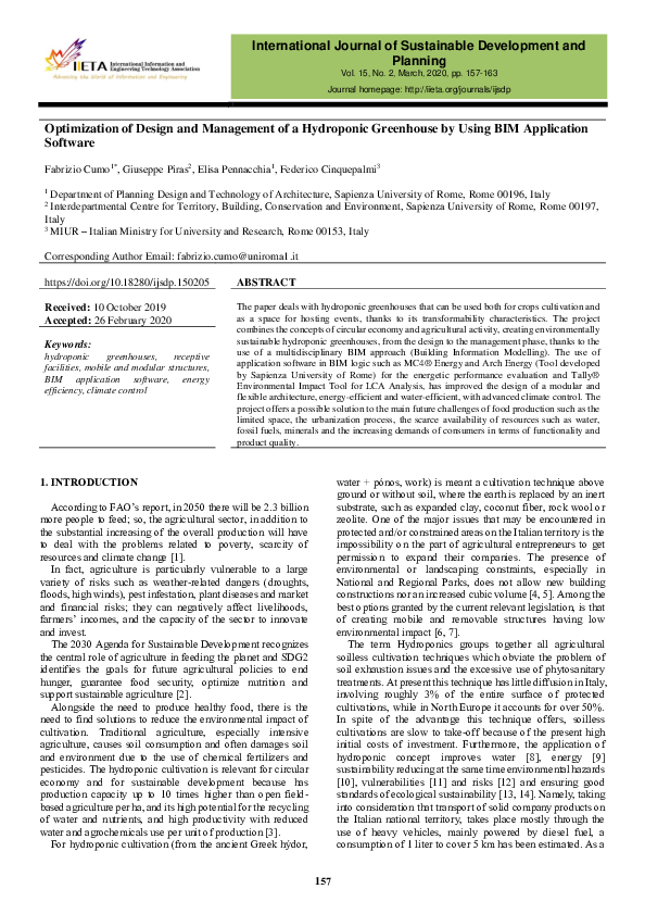 (PDF) Optimization of Design and Management of a Hydroponic Greenhouse ...
