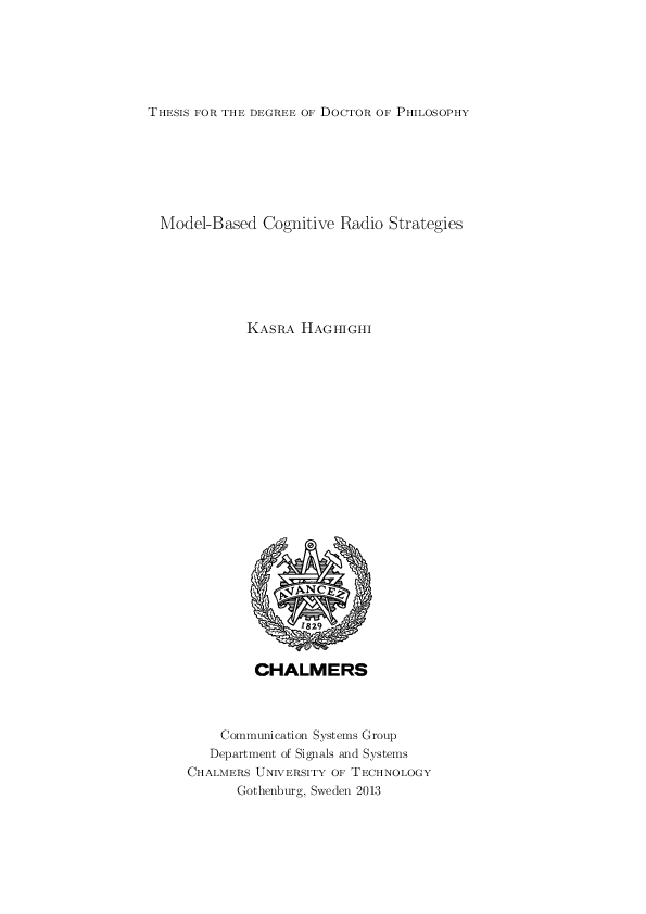 (PDF) Model-Based Cognitive Radio Strategies