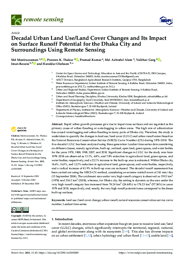 (PDF) Decadal Urban Land Use/Land Cover Changes and Its Impact on ...