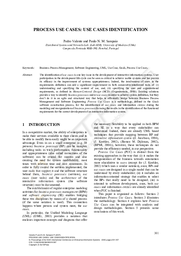 (PDF) Process Use Cases: Use Cases Identification