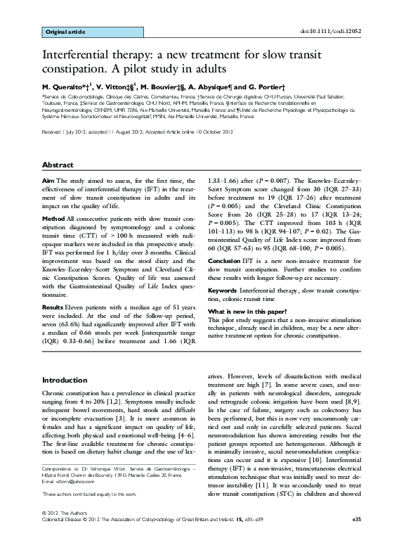 (PDF) Interferential therapy: a new treatment for slow transit ...