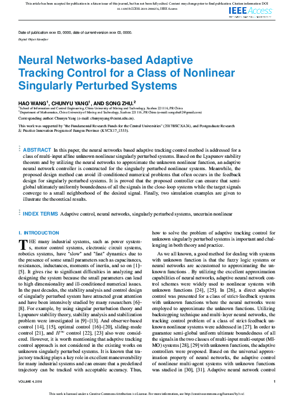 (PDF) A neural-network-based adaptive tracking controller design for a ...