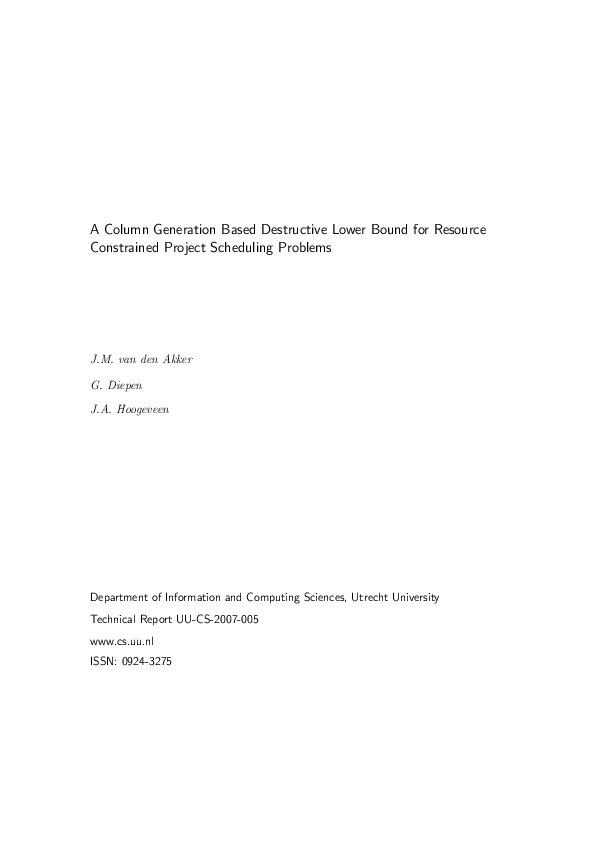 (PDF) A Column Generation Based Destructive Lower Bound for Resource ...