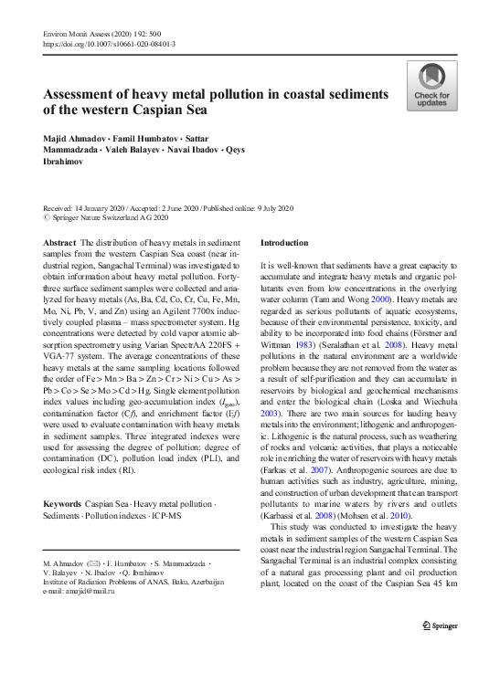 (PDF) Assessment of heavy metal pollution in coastal sediments of the ...