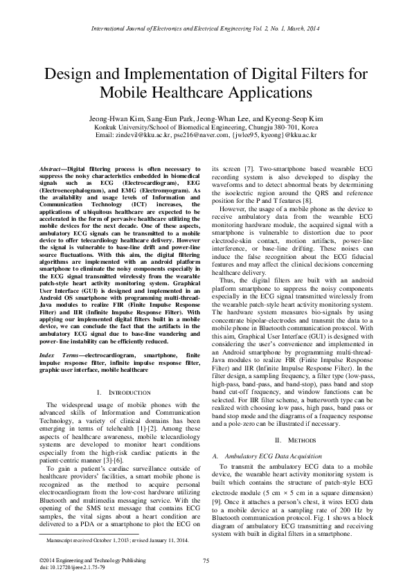 (PDF) Design and Implementation of Digital Filters for Mobile ...