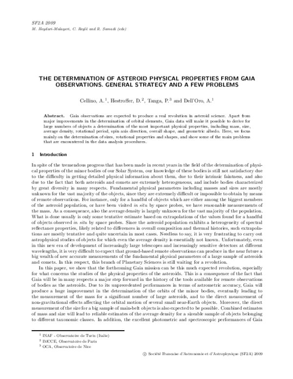(PDF) The determination of asteroid physical properties from Gaia ...