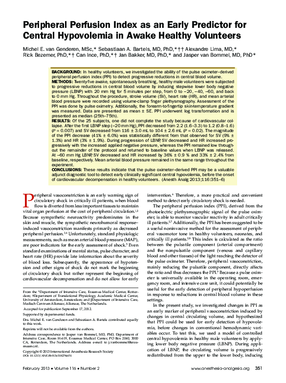 (PDF) Pulse oxymeter perfusion index as a predictor for induced central ...