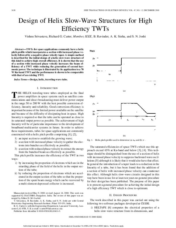 (PDF) Design of helix slow-wave structures for high efficiency TWTs