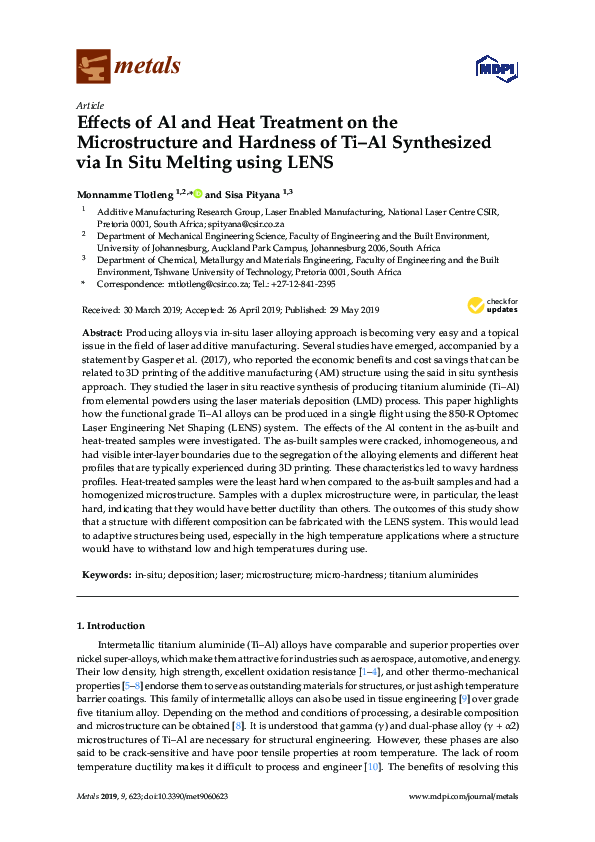 (PDF) Effects of Al and Heat Treatment on the Microstructure and ...