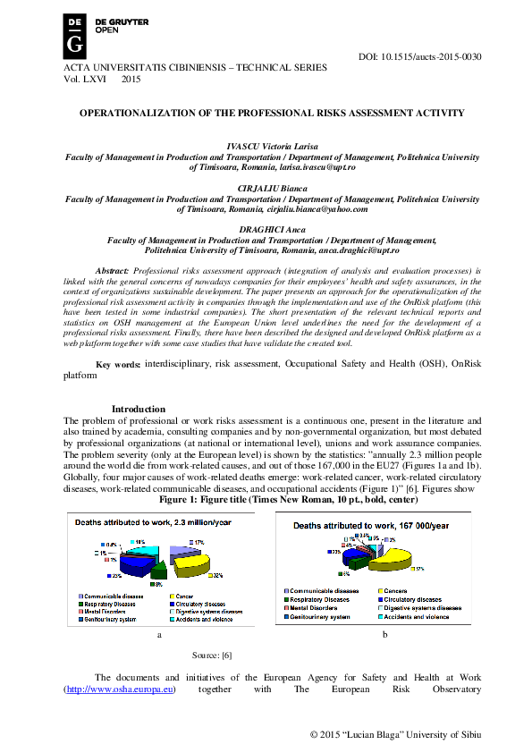 (PDF) Operationalization Of The Professional Risks Assessment Activity